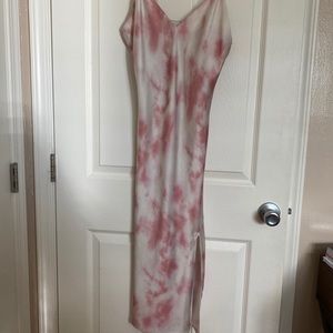 Pink tie dye slip dress
